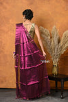 Mastaani ~ Fusion Cotton Tissue Shimmer Saree - Wine - verymuchindian.com