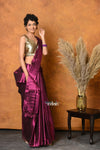 Mastaani ~ Fusion Cotton Tissue Shimmer Saree - Wine - verymuchindian.com