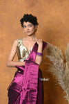 Mastaani ~ Fusion Cotton Tissue Shimmer Saree - Wine - verymuchindian.com