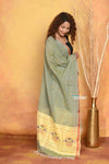 Mastaani ~ Handloom Pure Cotton Paithani Dupatta With Beautiful Handweave and Tassels ~ Mehndi Green - verymuchindian.com