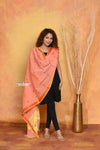 Mastaani ~ Handloom Pure Cotton Paithani Dupatta With Beautiful Handweave and Tassels ~ Orange - verymuchindian.com