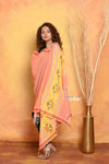 Mastaani ~ Handloom Pure Cotton Paithani Dupatta With Beautiful Handweave and Tassels ~ Orange - verymuchindian.com