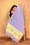 Mastaani ~ Handloom Pure Cotton Paithani Dupatta With Beautiful Handweave and Tassels ~ Purple - verymuchindian.com