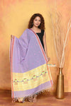 Mastaani ~ Handloom Pure Cotton Paithani Dupatta With Beautiful Handweave and Tassels ~ Purple - verymuchindian.com
