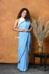 Mastaani ~ Mul Cotton Khadi Design Handloom Woven Saree - Blue - verymuchindian.com