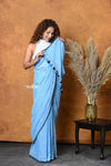 Mastaani ~ Mul Cotton Khadi Design Handloom Woven Saree - Blue - verymuchindian.com