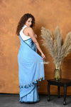 Mastaani ~ Mul Cotton Khadi Design Handloom Woven Saree - Blue - verymuchindian.com