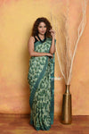 Mastaani ~ Natural Dyes Modal Silk Saree With Handblock Prints - Sea Green - verymuchindian.com