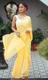Mastaani ~ Pure Mul Cotton Handloom Saree - Fresh Yellow - verymuchindian.com