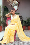 Mastaani ~ Pure Mul Cotton Handloom Saree - Fresh Yellow - verymuchindian.com