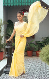Mastaani ~ Pure Mul Cotton Handloom Saree - Fresh Yellow - verymuchindian.com
