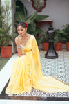 Mastaani ~ Pure Mul Cotton Handloom Saree - Fresh Yellow - verymuchindian.com