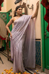 Mastaani ~ Pure Mul Cotton Handloom Saree - Lilac - verymuchindian.com