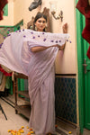 Mastaani ~ Pure Mul Cotton Handloom Saree - Lilac - verymuchindian.com