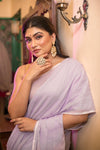 Mastaani ~ Pure Mul Cotton Handloom Saree - Lilac - verymuchindian.com