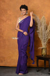 Mastaani ~ Pure Mul Cotton Handloom Saree - Purple - verymuchindian.com