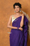 Mastaani ~ Pure Mul Cotton Handloom Saree - Purple - verymuchindian.com