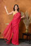 Mastaani ~ Pure Mul Cotton Handloom Saree - Rani Pink - verymuchindian.com