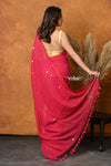 Mastaani ~ Pure Mul Cotton Handloom Saree - Rani Pink - verymuchindian.com
