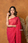 Mastaani ~ Pure Mul Cotton Handloom Saree - Rani Pink - verymuchindian.com