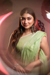 Mastaani ~ Pure Mul Cotton Handloom Saree - Sage Green - verymuchindian.com