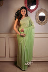 Mastaani ~ Pure Mul Cotton Handloom Saree - Sage Green - verymuchindian.com