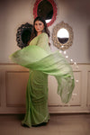 Mastaani ~ Pure Mul Cotton Handloom Saree - Sage Green - verymuchindian.com