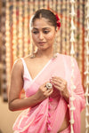Mastaani ~ Pure Mul Cotton Handloom Saree - Soft Pink - verymuchindian.com