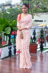 Mastaani ~ Pure Mul Cotton Handloom Saree with Beautiful Heart Prints ~ Red - verymuchindian.com