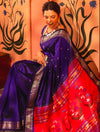 Mitali's Choice ~ Signature Weave! Handloom Pure Silk Paithani Saree with Revival Asawali Pallu~ Gleaming Blue - verymuchindian.com