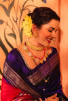 Mitali's Choice ~ Signature Weave! Handloom Pure Silk Paithani Saree with Revival Asawali Pallu~ Gleaming Blue - verymuchindian.com