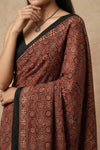 Mitti Ke Rang ~ Ajrakh Handblock Printed Modal Silk Saree in Red - verymuchindian.com
