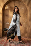 Mitti Ke Rang ~ Handcrafted Bandhani Leheriya In Black White Modal Silk Unstitched Suit Set - verymuchindian.com