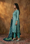 Mitti Ke Rang ~ Handcrafted Bandhani Leheriya in Green Modal Silk Unstitched Suit Set - verymuchindian.com