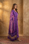 Mitti Ke Rang ~ Handcrafted Bandhani Leheriya In Pink Purple Modal Silk Unstitched Suit Set - verymuchindian.com