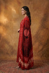 Mitti Ke Rang ~ Handcrafted Bandhani Leheriya in Red Modal Silk Unstitched Suit Set - verymuchindian.com