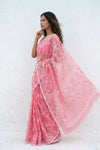Mulmuli ~ Pure Handwoven Jamdani Mul Cotton Saree in Blush Pink - verymuchindian.com