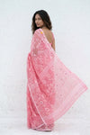 Mulmuli ~ Pure Handwoven Jamdani Mul Cotton Saree in Blush Pink - verymuchindian.com