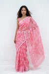 Mulmuli ~ Pure Handwoven Jamdani Mul Cotton Saree in Blush Pink - verymuchindian.com