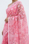 Mulmuli ~ Pure Handwoven Jamdani Mul Cotton Saree in Blush Pink - verymuchindian.com