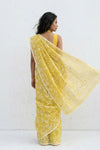 Mulmuli ~ Pure Handwoven Jamdani Mul Cotton Saree in Lemon Yellow - verymuchindian.com