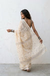 Mulmuli ~ Pure Handwoven Jamdani Mul Cotton Saree in Offwhite - verymuchindian.com