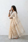 Mulmuli ~ Pure Handwoven Jamdani Mul Cotton Saree in Offwhite - verymuchindian.com