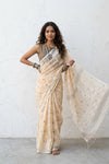 Mulmuli ~ Pure Handwoven Jamdani Mul Cotton Saree in Offwhite - verymuchindian.com