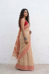 Mulmuli ~ Pure Handwoven Malai Cotton Saree in Caramel brown - verymuchindian.com