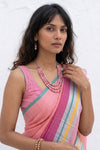 Mulmuli ~ Pure Handwoven Mul Cotton Saree In Blush Pink - verymuchindian.com