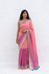 Mulmuli ~ Pure Handwoven Mul Cotton Saree In Blush Pink - verymuchindian.com