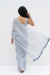 Mulmuli ~ Pure Handwoven Mul Cotton Saree In Grey with Sequins - verymuchindian.com