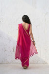 Mulmuli ~ Pure Handwoven Mul Cotton Saree in Magenta Pink - verymuchindian.com