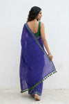 Mulmuli ~ Pure Handwoven Mul Cotton Saree in Marine Blue - verymuchindian.com
